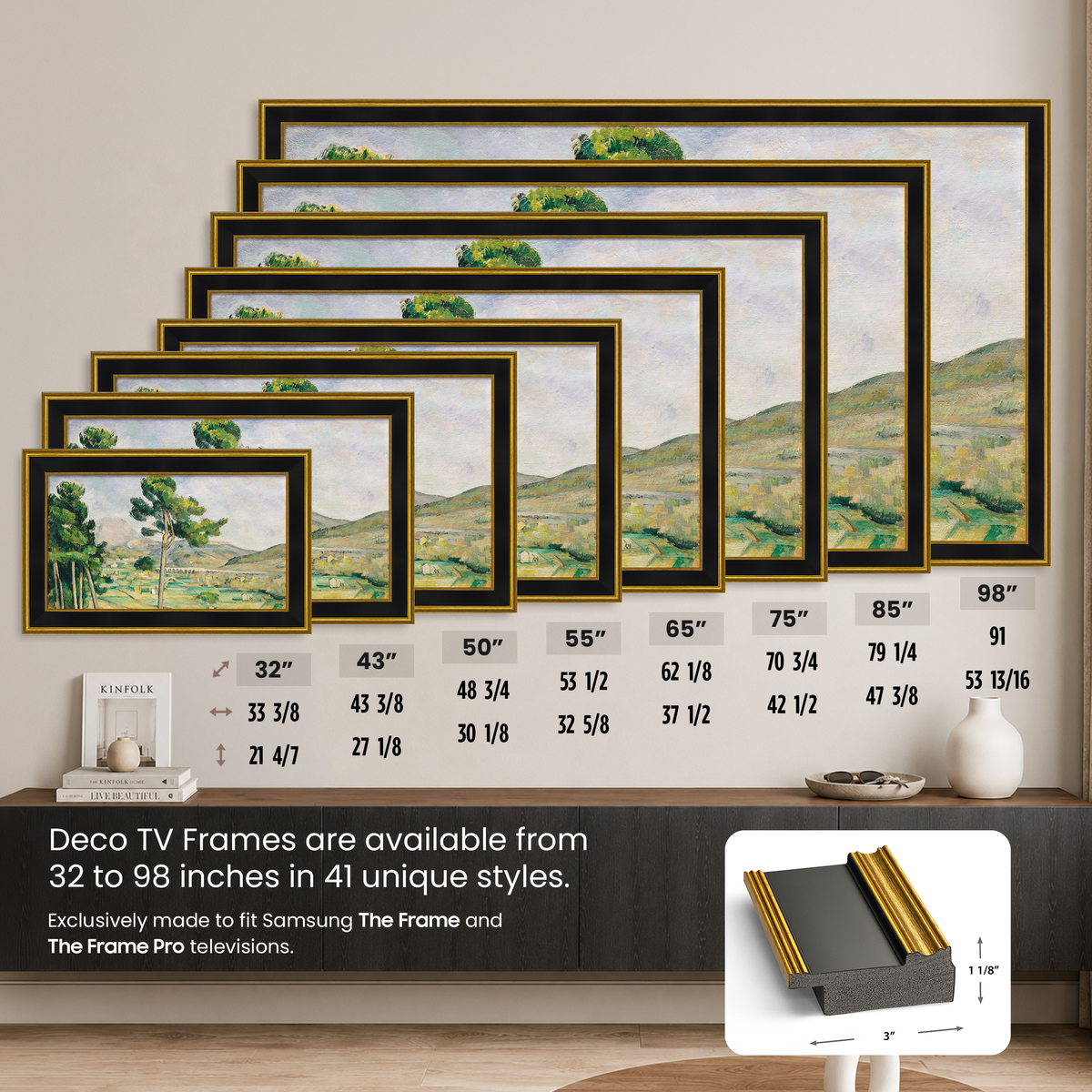 Deco TV Frames Samsung the Frame TV Antique Gold and Black