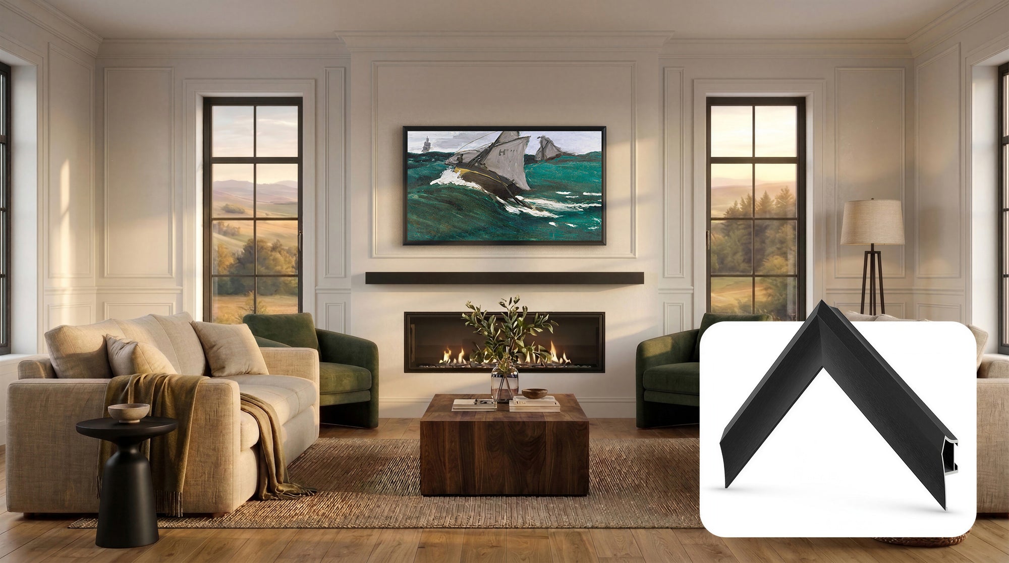 Noir anodisé - Lunette de cadre Samsung prismatique en alliage 