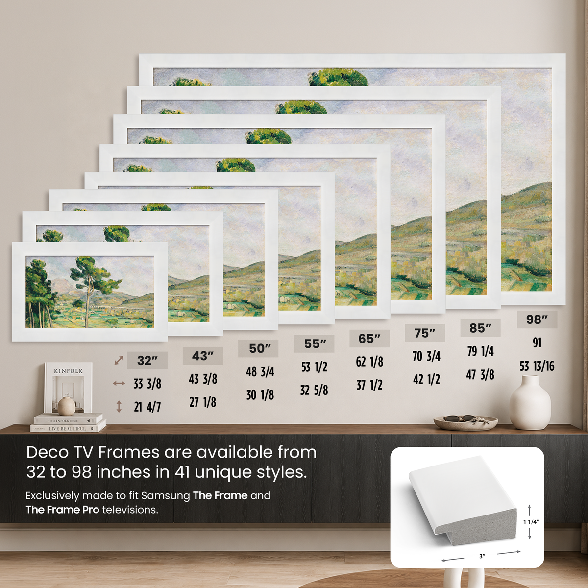 Deco TV Frames Samsung the Frame TV Gloss White