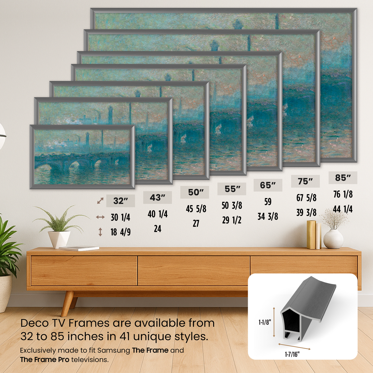 Graphite - Alloy Prismatic Samsung Frame TV Bezel