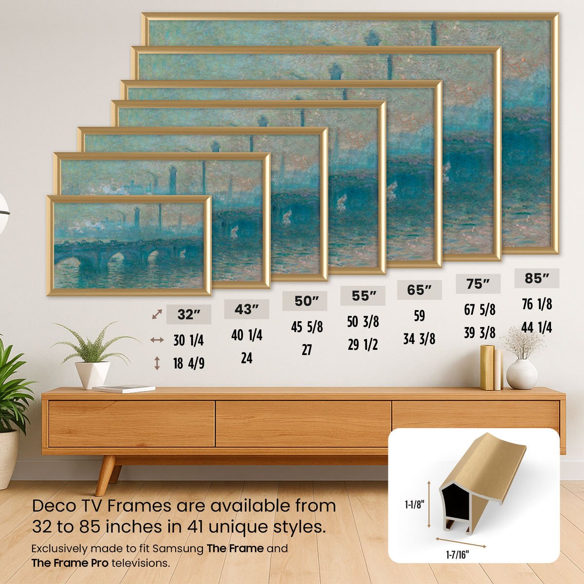 Pale Gold - Alloy Prismatic Samsung Frame TV Bezel