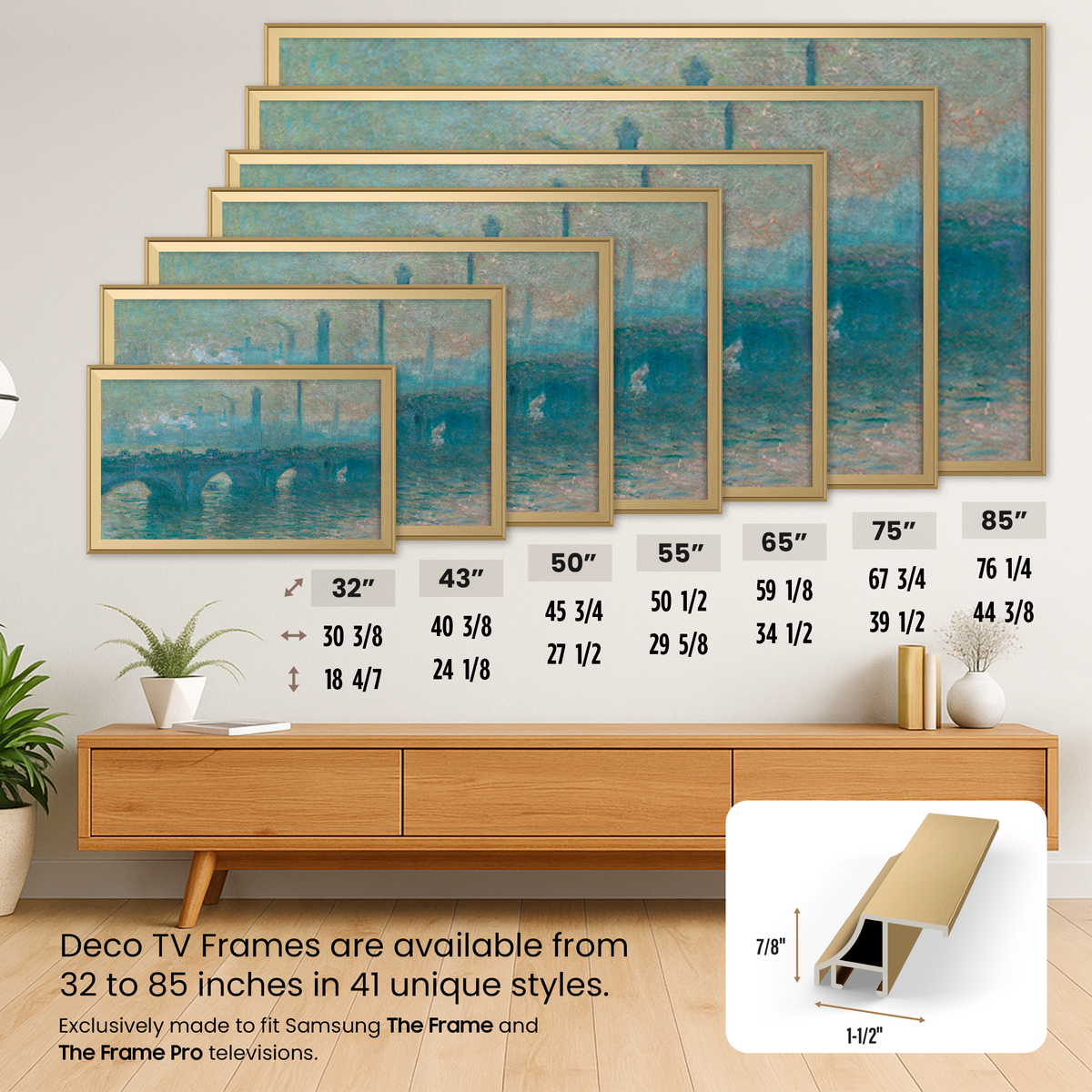 Pale Gold - Alloy Scoop Samsung Frame TV Bezel
