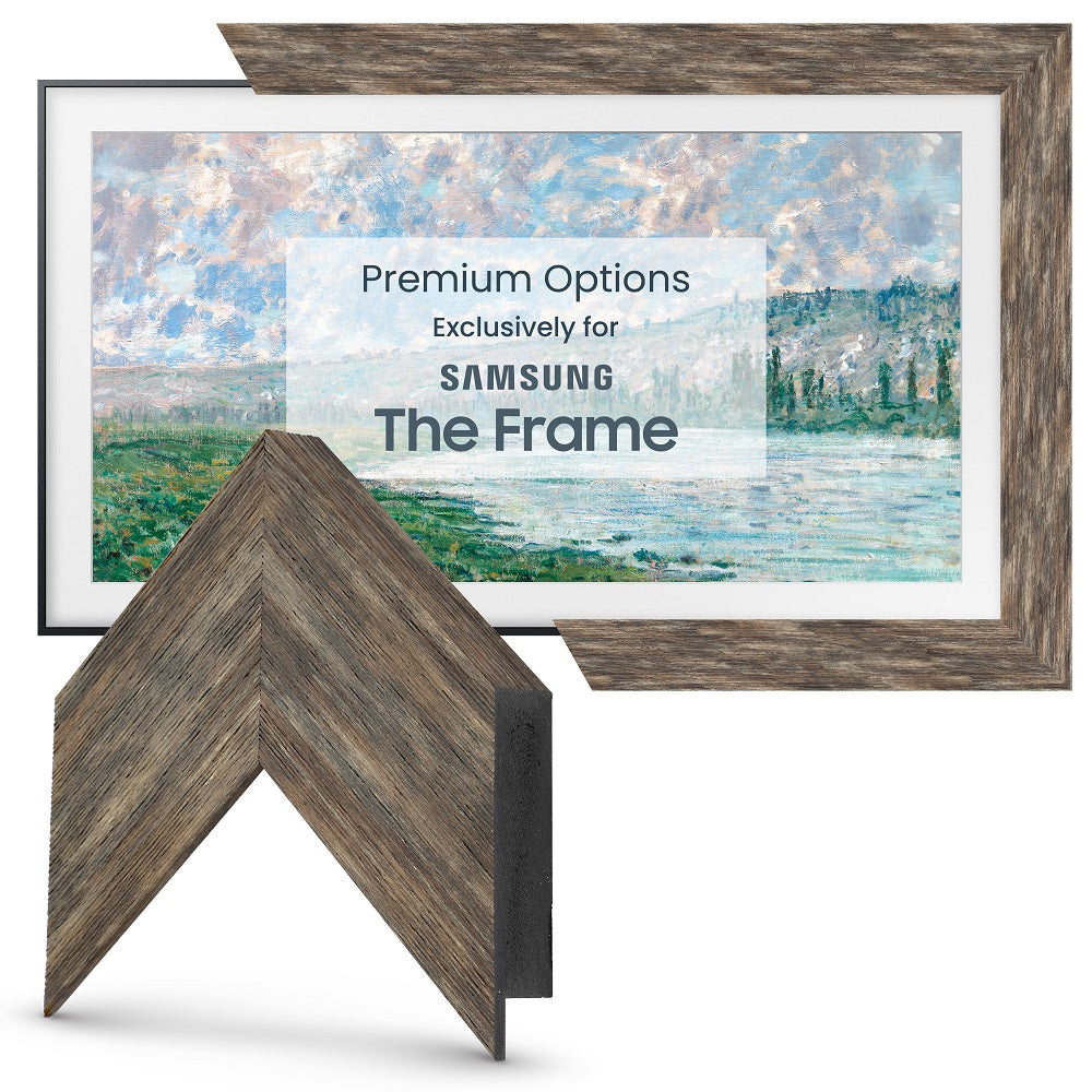 Deco TV Frames Samsung the Frame TV Distressed Barnwood