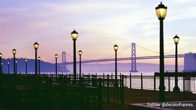 San Francisco Bay Bridge Lights at Dusk