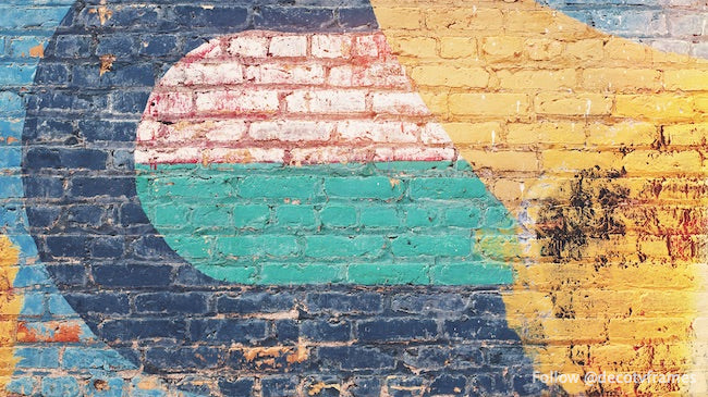 Colorful graffiti on brick wall in London, Canada