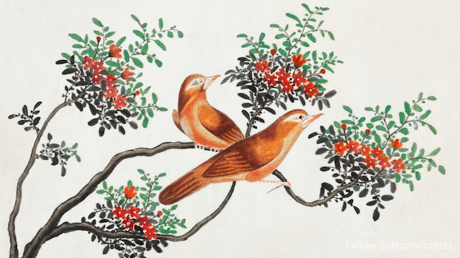 Peinture chinoise représentant des oiseaux de Chine (vers 1800-1899) 